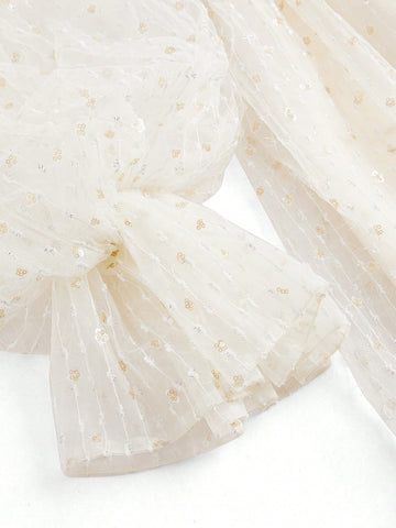 Exaggerated Lantern Sleeve, 3d Flower Net Yarn, Chest Cup Detail Wedding Dress