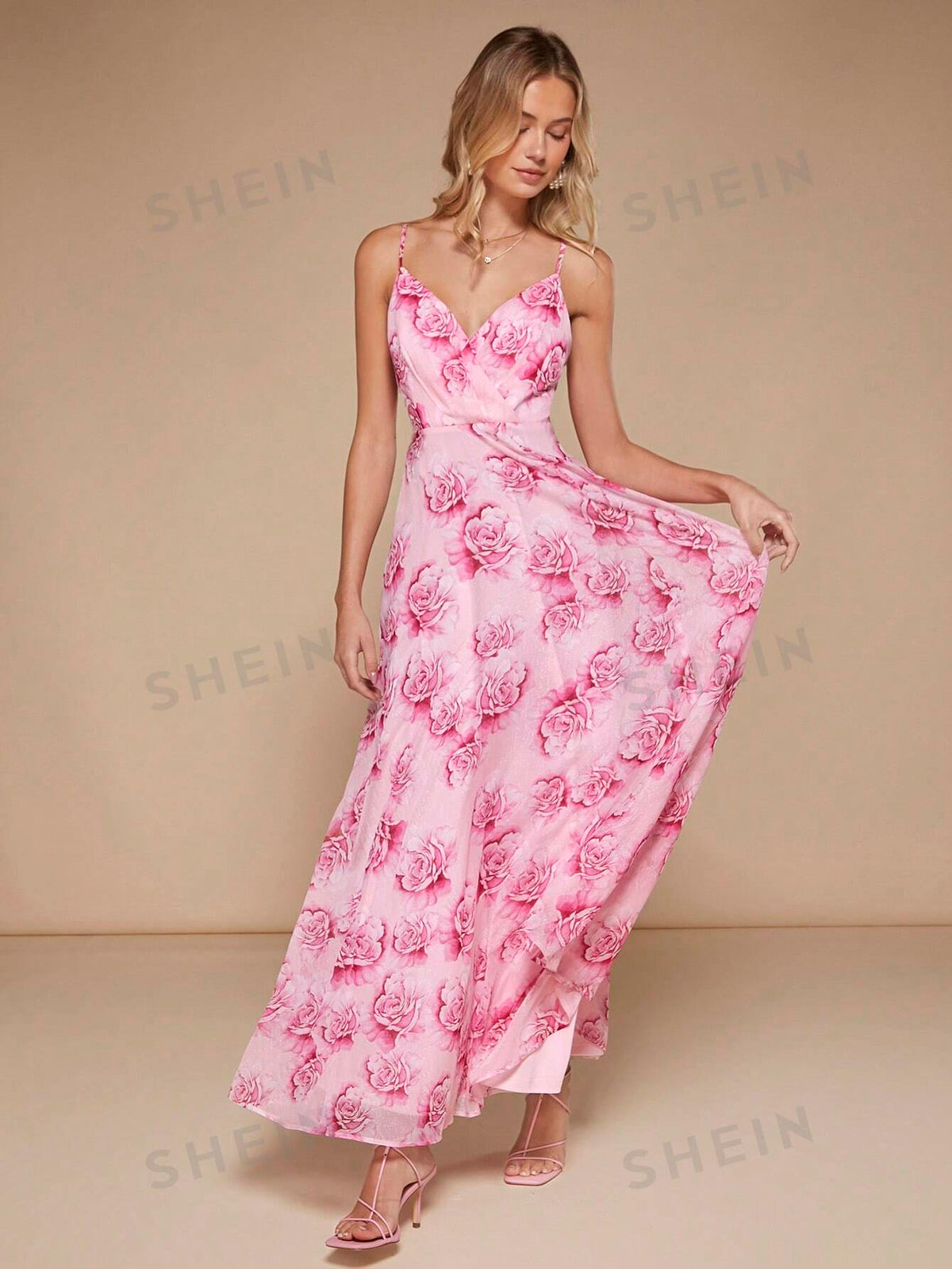 Floral Print Cami Bridesmaid Dress