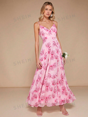 Floral Print Cami Bridesmaid Dress