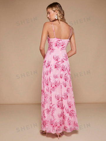 Floral Print Cami Bridesmaid Dress