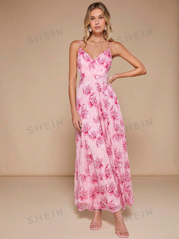 Floral Print Cami Bridesmaid Dress