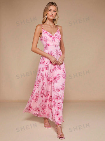 Floral Print Cami Bridesmaid Dress