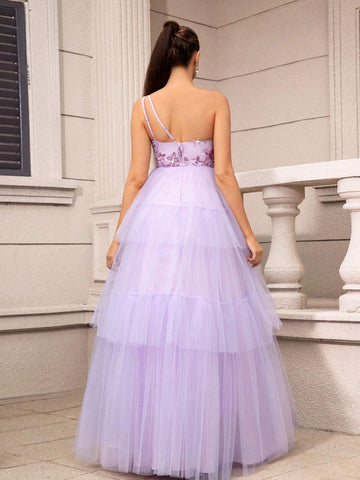 Gorgeous Beaded Tower Layered Hemline Big A-Line Women\ Evening Dress (Heavy Duty Version)