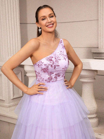 Gorgeous Beaded Tower Layered Hemline Big A-Line Women\ Evening Dress (Heavy Duty Version)