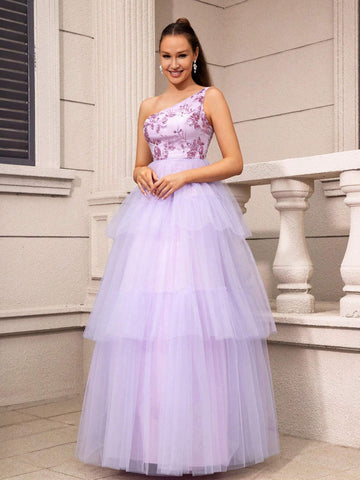 Gorgeous Beaded Tower Layered Hemline Big A-Line Women\ Evening Dress (Heavy Duty Version)