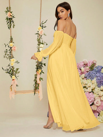 Ladies' One Shoulder Split Bridesmaid Dress