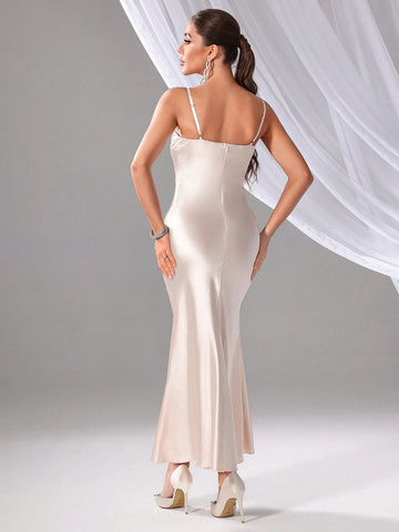 Ladies' Plain Simple Style 3D Flower Decorated Bridesmaid Dress (Adult) For Daily Wear