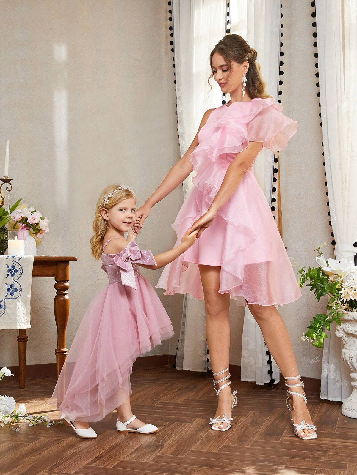 Ladies Romantic And Elegant Pink Knitted Round Neck Dress With Splicing And Shiny  Ramadan Iftar Dresses, Evening Prom Parties, Formal Cocktail Party Dress