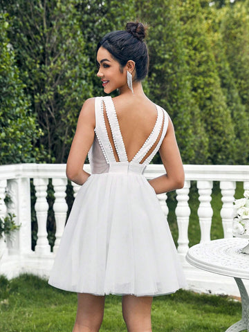 Ladies Solid Color Simple Daily/Evening Party Tulle Dress