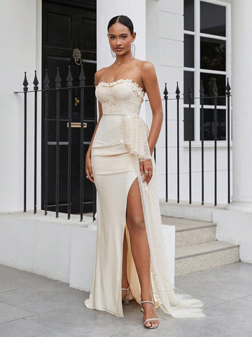 Legant, Soft, Elegant, Delicate, Romantic, Fashionable Women's Apricot Wedding Guest Bachelorette Party Back To School Season Graduation Season Prom Formal Dinner Dress
