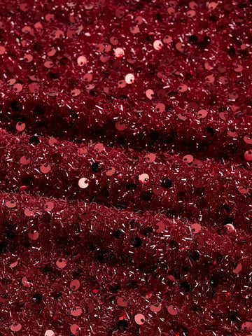 Long Sleeve Elegant Layered Pleated Glitter V-Neck Formal Dress For Cocktail Party