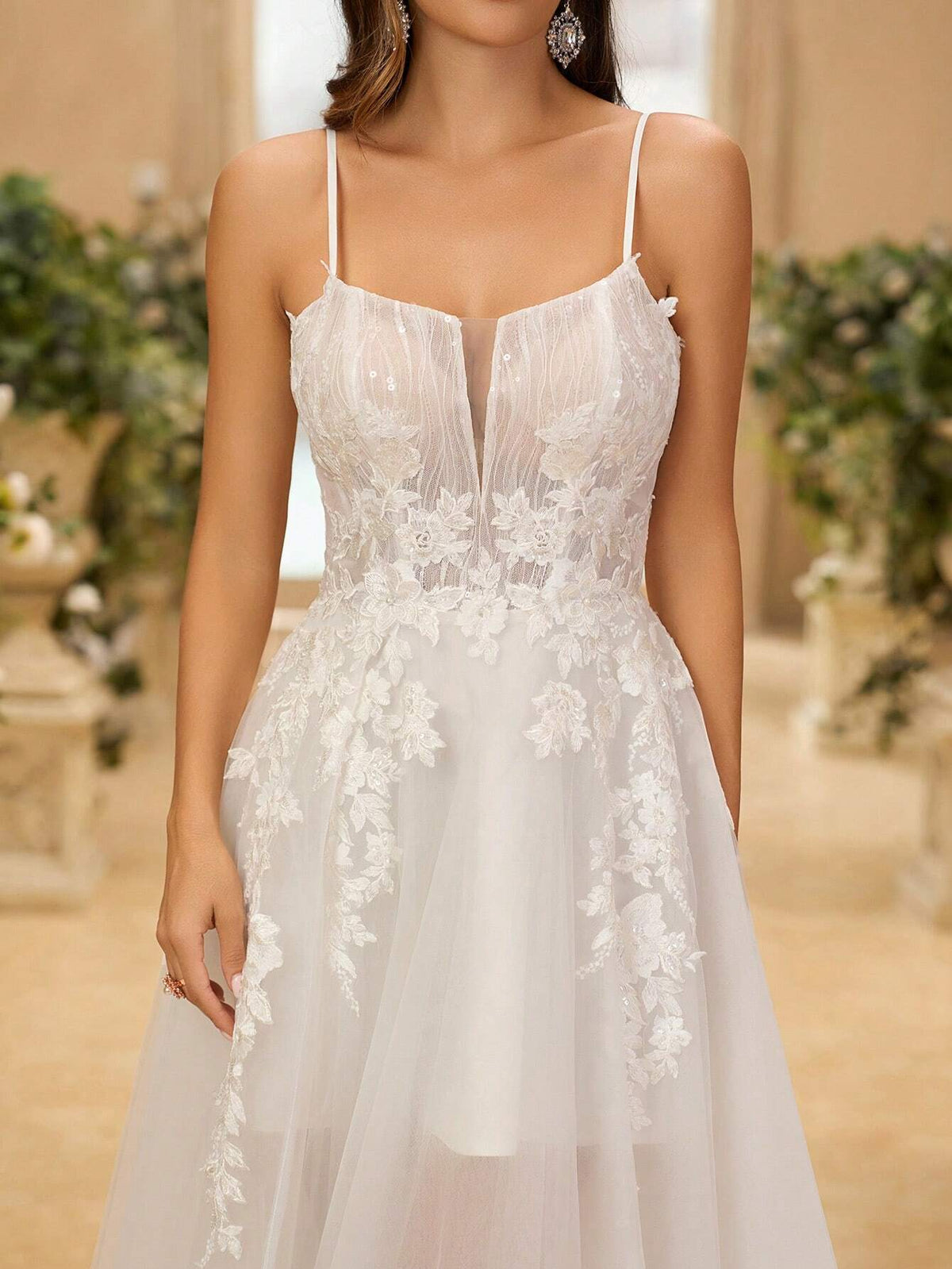 Luxurious Handmade Beaded Lace Sheer Bodice And Back With Boning Detailing, Wide Umbrella Train Bridal Gown For Women