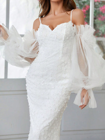 Mermaid Style Wedding Dress With Oversized Lantern Sleeves