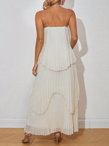 Multi-Layer Pleated Cami Bridesmaid Dress