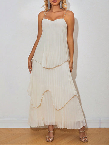 Multi-Layer Pleated Cami Bridesmaid Dress