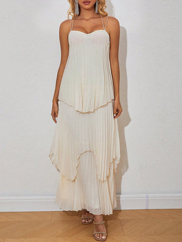 Multi-Layer Pleated Cami Bridesmaid Dress