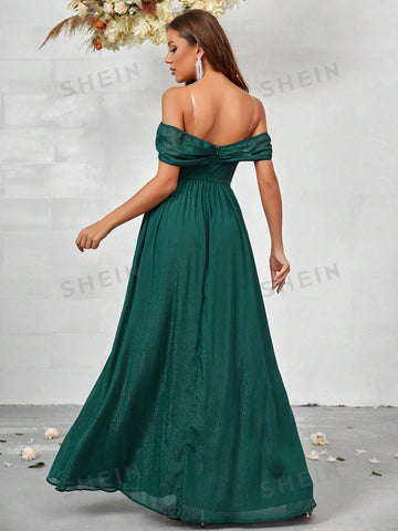Off Shoulder Appliques Bridesmaid Dress