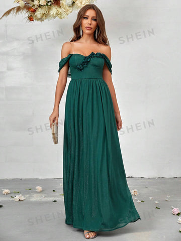 Off Shoulder Appliques Bridesmaid Dress