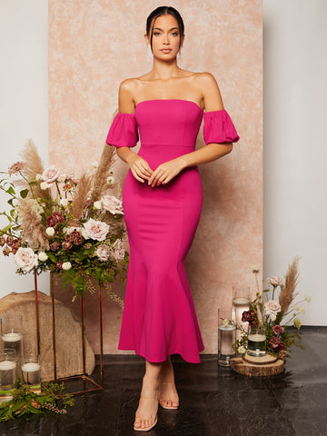 Off Shoulder Mermaid Hem Bridesmaid Dress