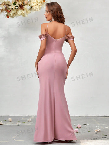 Off Shoulder Ruched Mermaid Hem Bridesmaid Dress