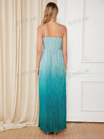 Ombre Pleated Hem Cami Bridesmaid Dress