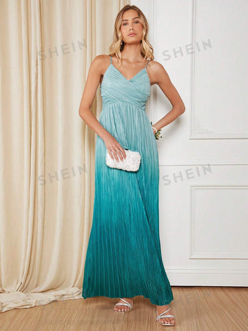 Ombre Pleated Hem Cami Bridesmaid Dress