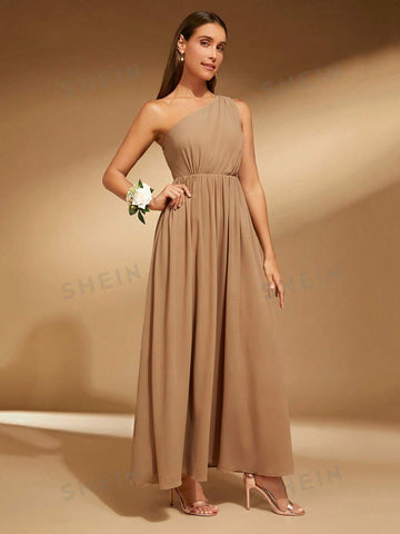 One Shoulder Bow Detail Bridesmaid Dress