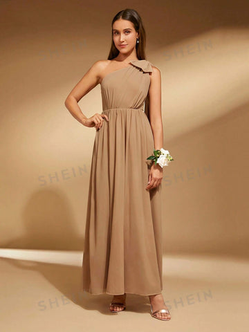 One Shoulder Bow Detail Bridesmaid Dress