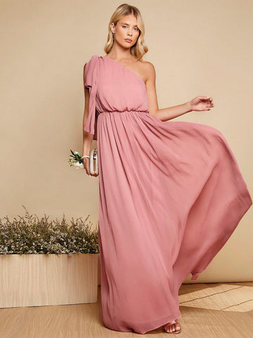 Belle One Shoulder Lantern Sleeve Bridesmaid Dress