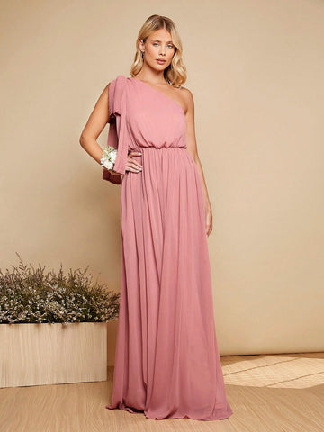 Belle One Shoulder Lantern Sleeve Bridesmaid Dress