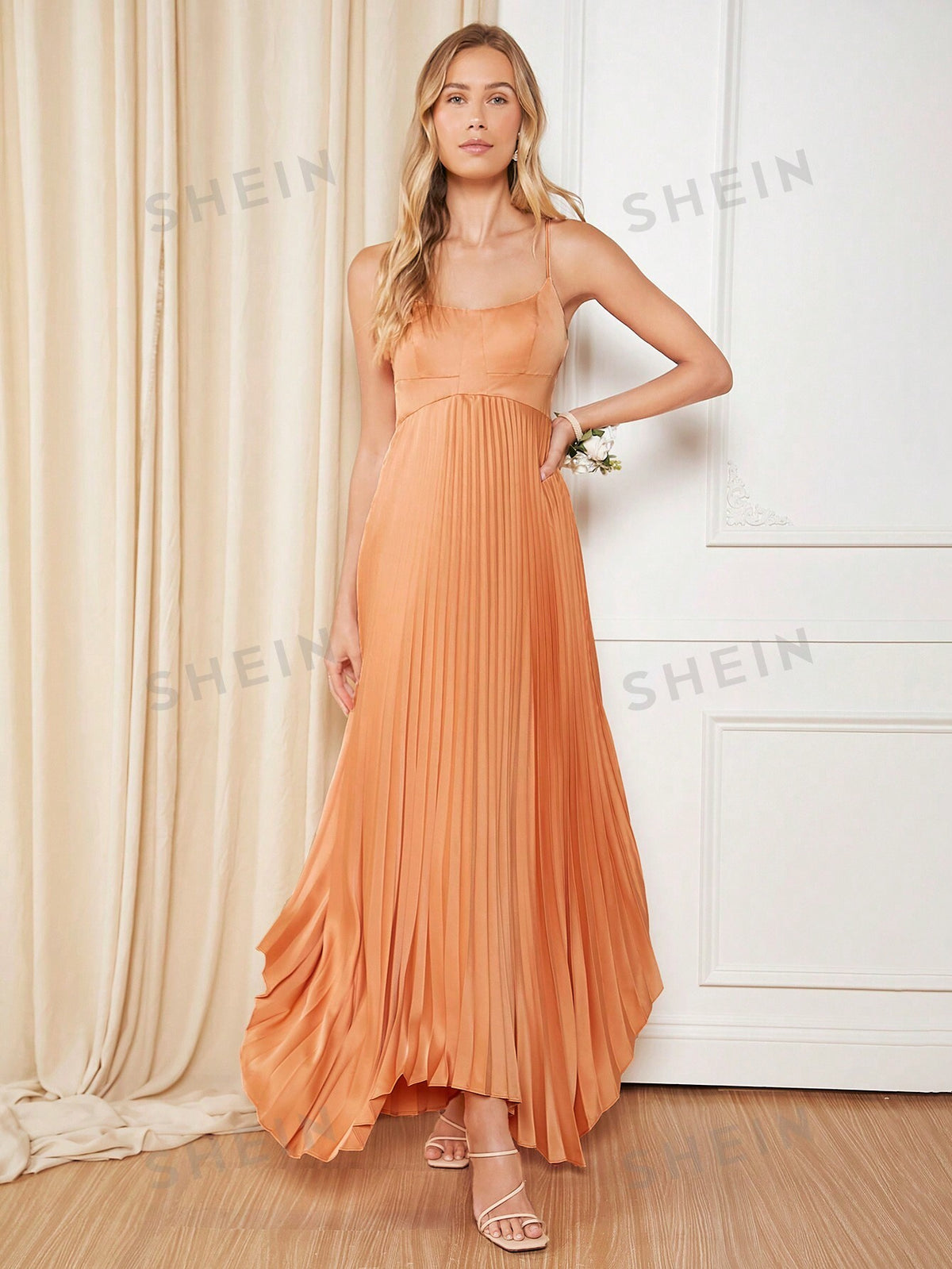 Pleated Hem Cami Bridesmaid Dress