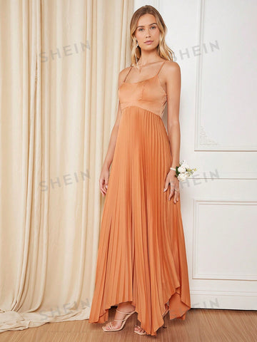 Pleated Hem Cami Bridesmaid Dress