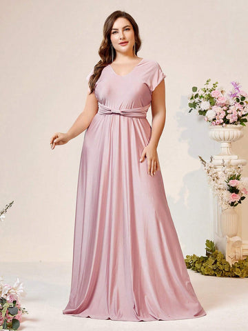 Plus Size Bridesmaid Dress In Elegant & Romantic Style, Can Be Worn In Multiple Ways, Comfortable & Skin-Friendly, Various Delicate Details Displayed