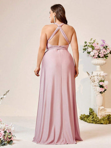 Plus Size Bridesmaid Dress In Elegant & Romantic Style, Can Be Worn In Multiple Ways, Comfortable & Skin-Friendly, Various Delicate Details Displayed