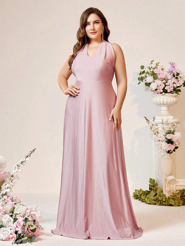 Plus Size Bridesmaid Dress In Elegant & Romantic Style, Can Be Worn In Multiple Ways, Comfortable & Skin-Friendly, Various Delicate Details Displayed