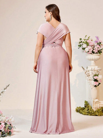 Plus Size Bridesmaid Dress In Elegant & Romantic Style, Can Be Worn In Multiple Ways, Comfortable & Skin-Friendly, Various Delicate Details Displayed