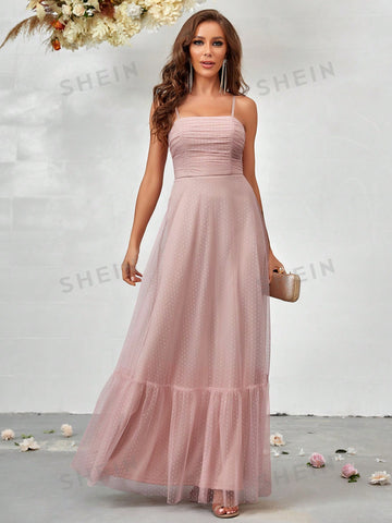 Ruffle Hem Mesh Cami Dress