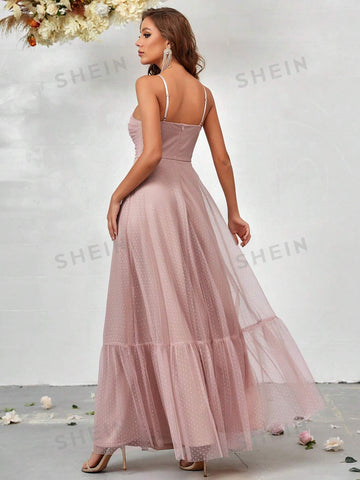 Ruffle Hem Mesh Cami Dress