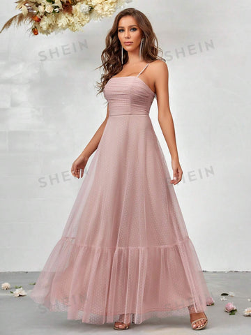 Ruffle Hem Mesh Cami Dress