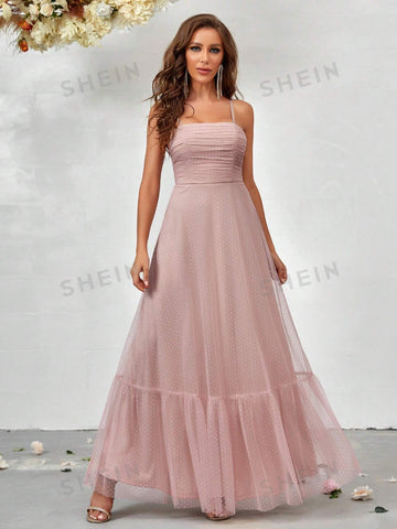 Ruffle Hem Mesh Cami Dress