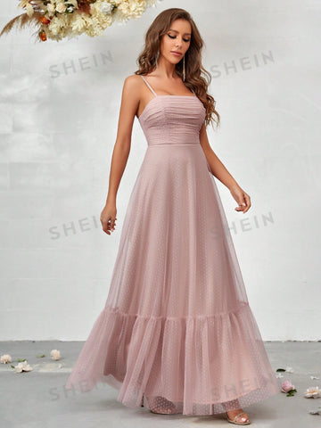 Ruffle Hem Mesh Cami Dress