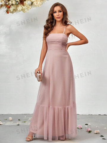 Ruffle Hem Mesh Cami Dress