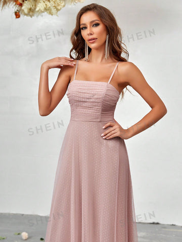 Ruffle Hem Mesh Cami Dress