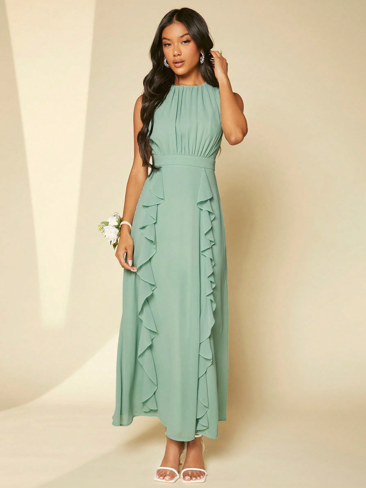 Ruffle Trim Bridesmaid Dress