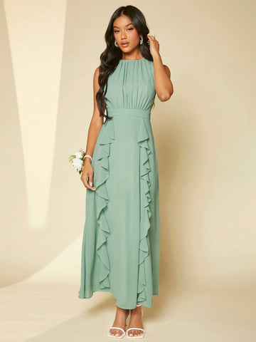 Ruffle Trim Bridesmaid Dress