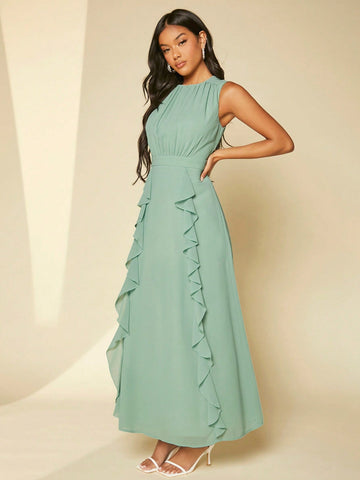 Ruffle Trim Bridesmaid Dress