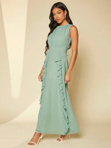 Ruffle Trim Bridesmaid Dress