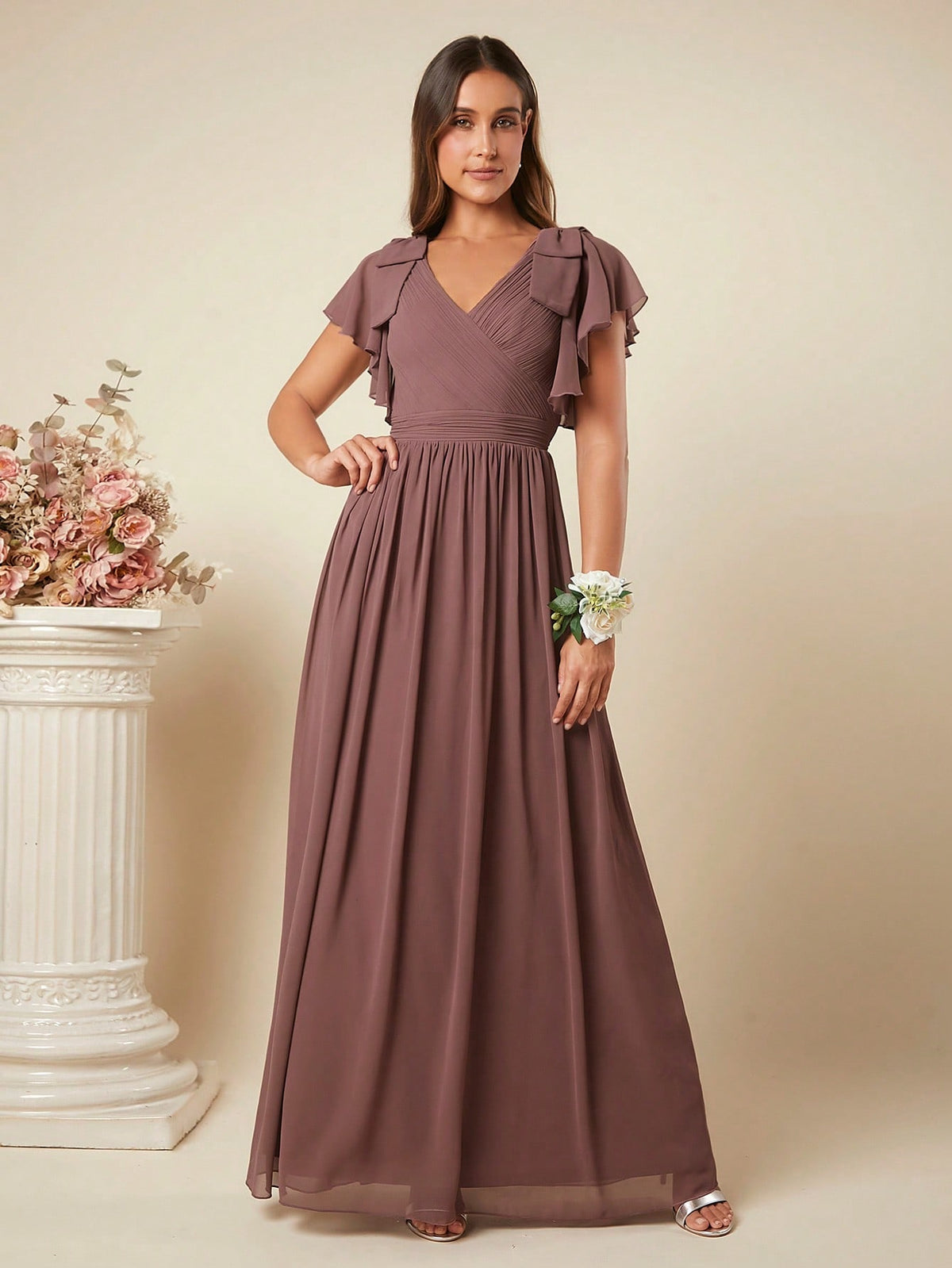 Belle Ruffle Trim Chiffon Bridesmaid Dress