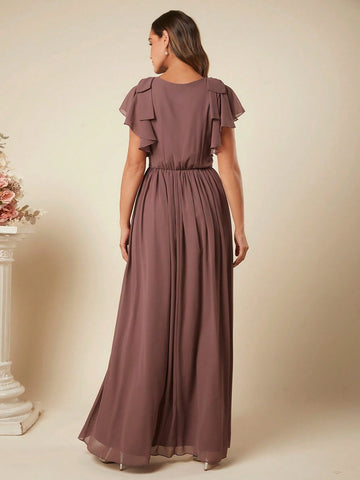 Belle Ruffle Trim Chiffon Bridesmaid Dress