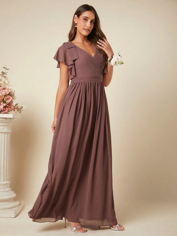 Belle Ruffle Trim Chiffon Bridesmaid Dress